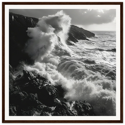 Powerful ocean waves crashing against cliffs in Sinous Tidal Symphony special edition art™