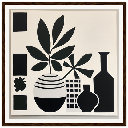 Black and white silhouette art of plants in geometric style, Soma Sonata Sleek special edition