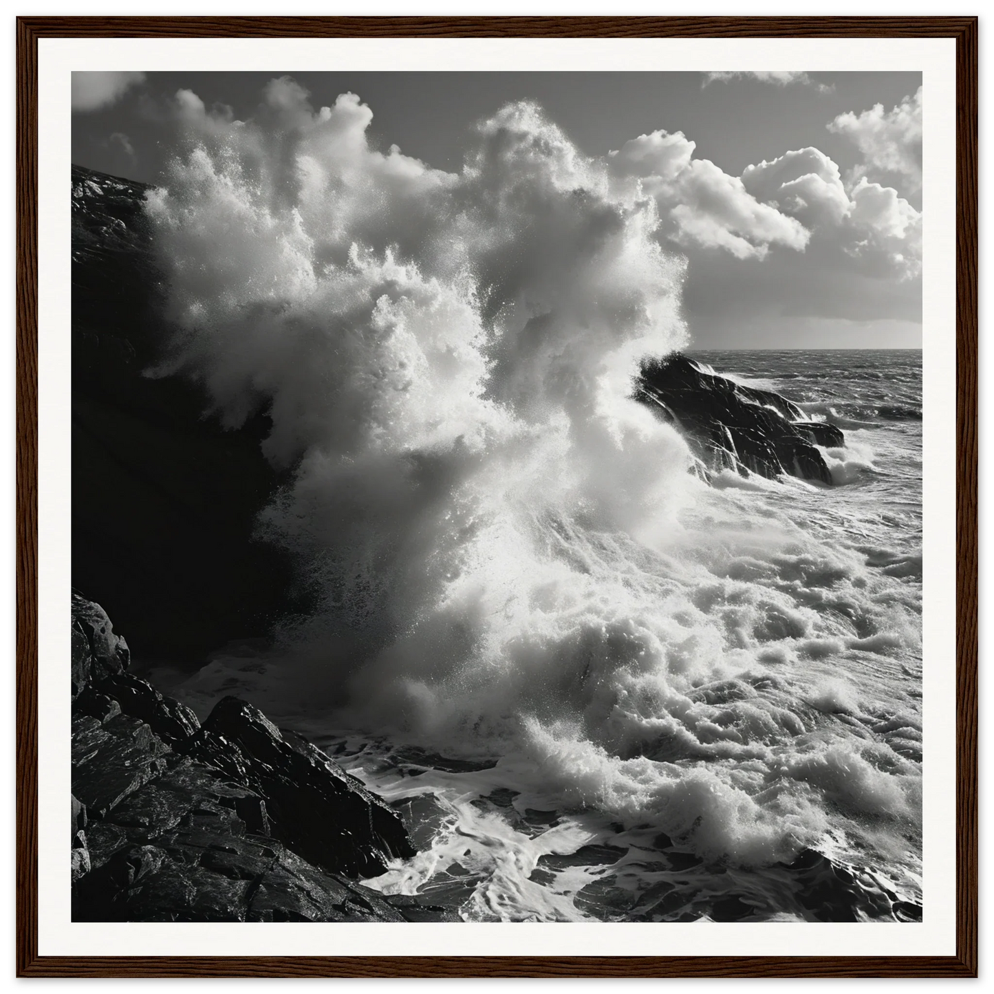 Powerful ocean waves crash on rocky cliffs in Tide’s Judgement Hour special edition art™