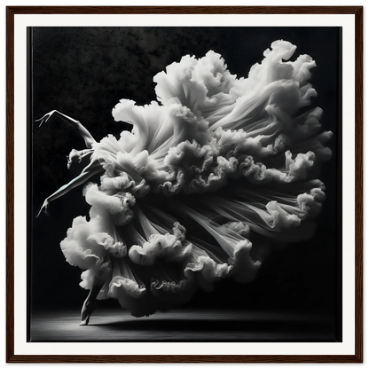 Graceful dancer in flowing fabric like a cloud, perfect for Whirling Mystic Revelry framed posters