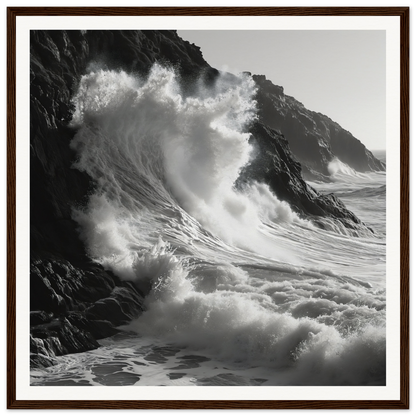 Powerful ocean wave crashing on cliffs in Whirlwind’s Whisper special edition art™