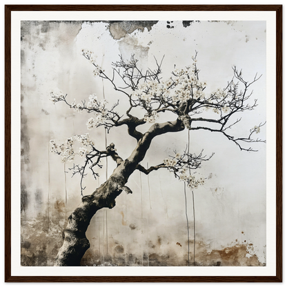 Twisted bare tree branch in mist, perfect for Blossom Yin Reverie framed wall art