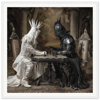 Two armored figures in white and black playing chess Diabolic Harmonies special edition art™