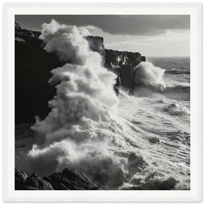 Powerful ocean waves crash against rugged cliffs in Cliffs’ Chaotic Ballet seascape