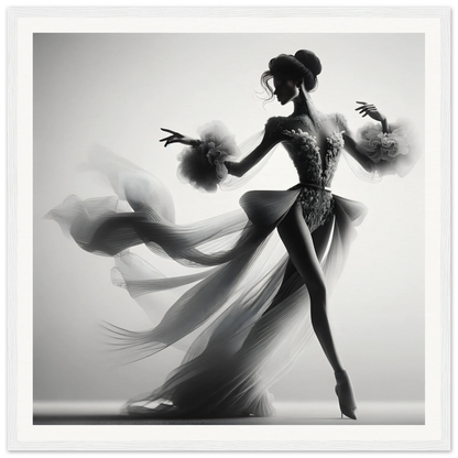 Graceful dancer in flowing dress posing, featured in Dancing Lightstreams Afloat art