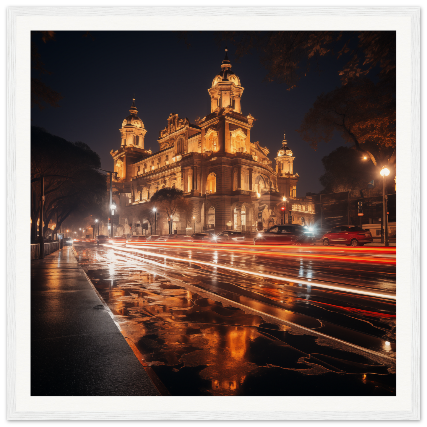 Illuminated Baroque Cathedral glowing at night for Gilded Night Dance special edition art™