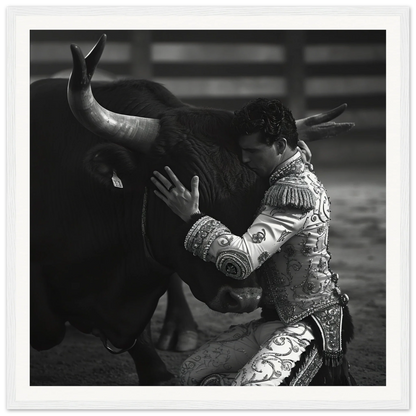 Matador in ornate suit grappling with bull for Harmonious Grief Dance special edition art™