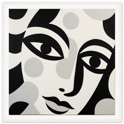 Abstract black and white art portrait with geometric shapes for Mystic Visage Encounter