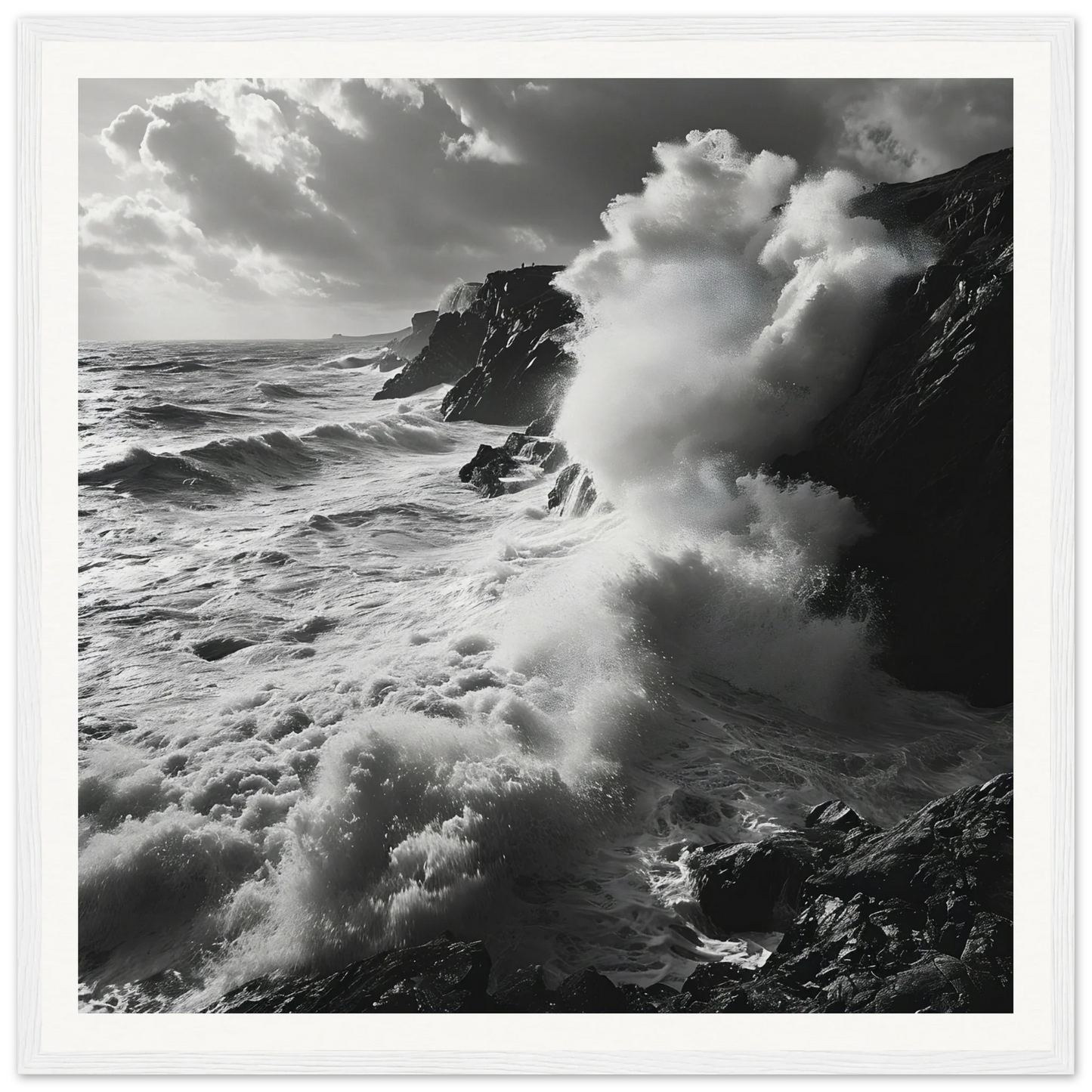 Dramatic ocean waves clash against cliffs in Sea’s Relentless Requiem special edition art™