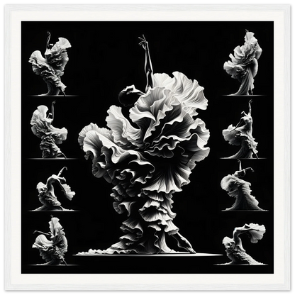 Swirling white fabric in floral formation from Swirling Dance Reverie framed wall art