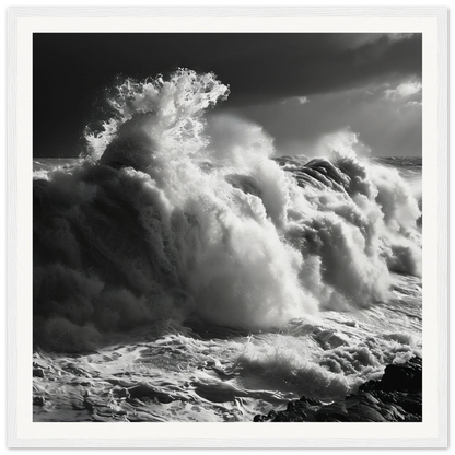 Dramatic black and white ocean wave crashing in Wave’s Celestial Rave special edition art™