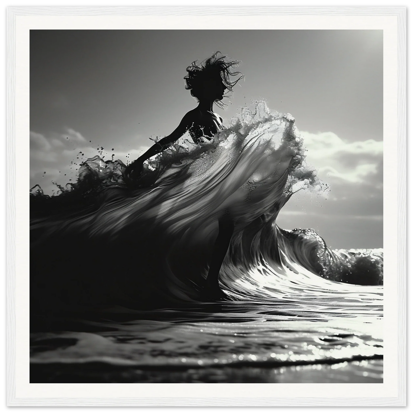 Silhouetted figure in crashing wave for Waves of Fusion special edition art™