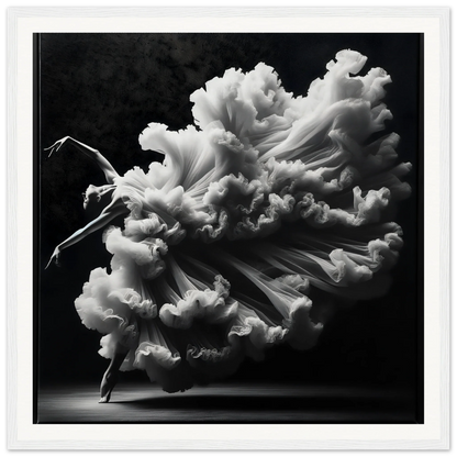 Dancer in white fabric creating dreamy shapes for Whirling Mystic Revelry art