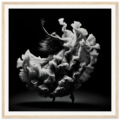 Flowing white fabric in a spiral, perfect for Ecstatic Twirl Shadows framed posters