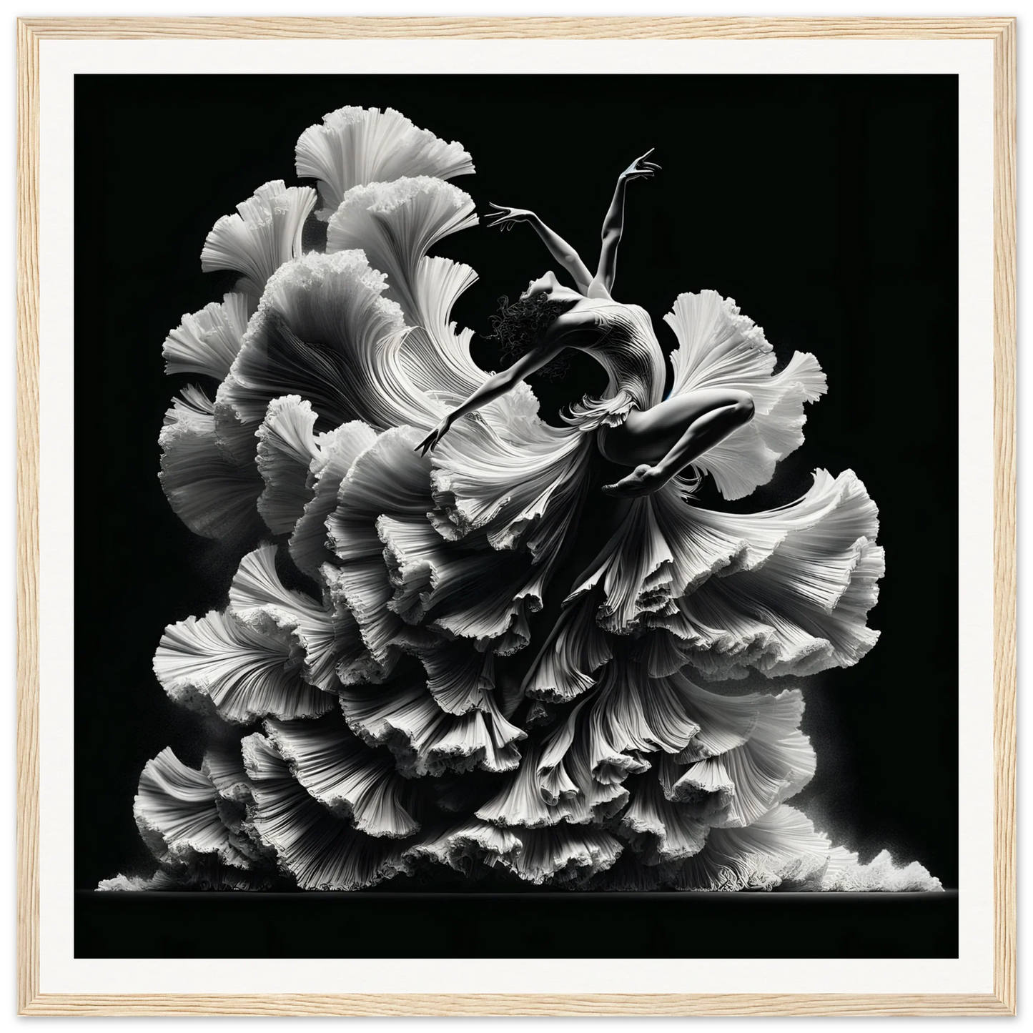 Delicate ruffled petals of a black and white carnation from Ethereal Motion Reverie