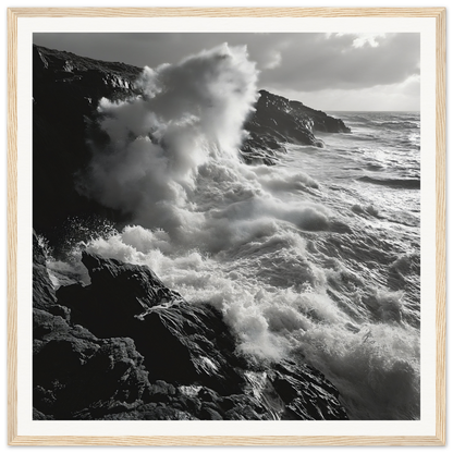 Powerful ocean waves crashing against rocky cliffs in Infinite Nautical Poem room decoration