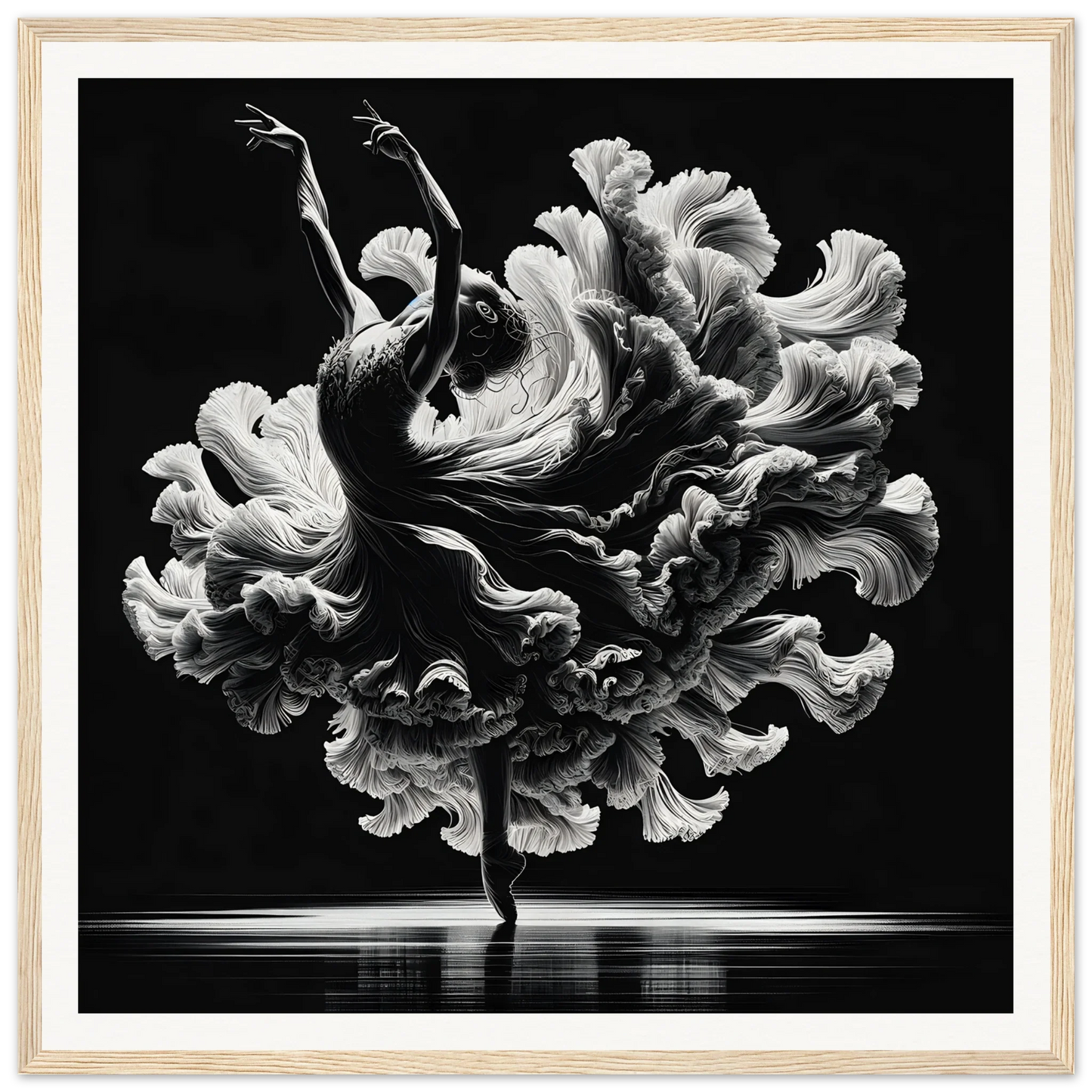 Dancer in flowing fabric embodies Kinetic Elegance Reverie in a stunning art piece