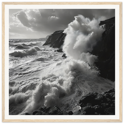 Powerful ocean waves crash on cliffs in Primal Ocean Symphony special edition art™