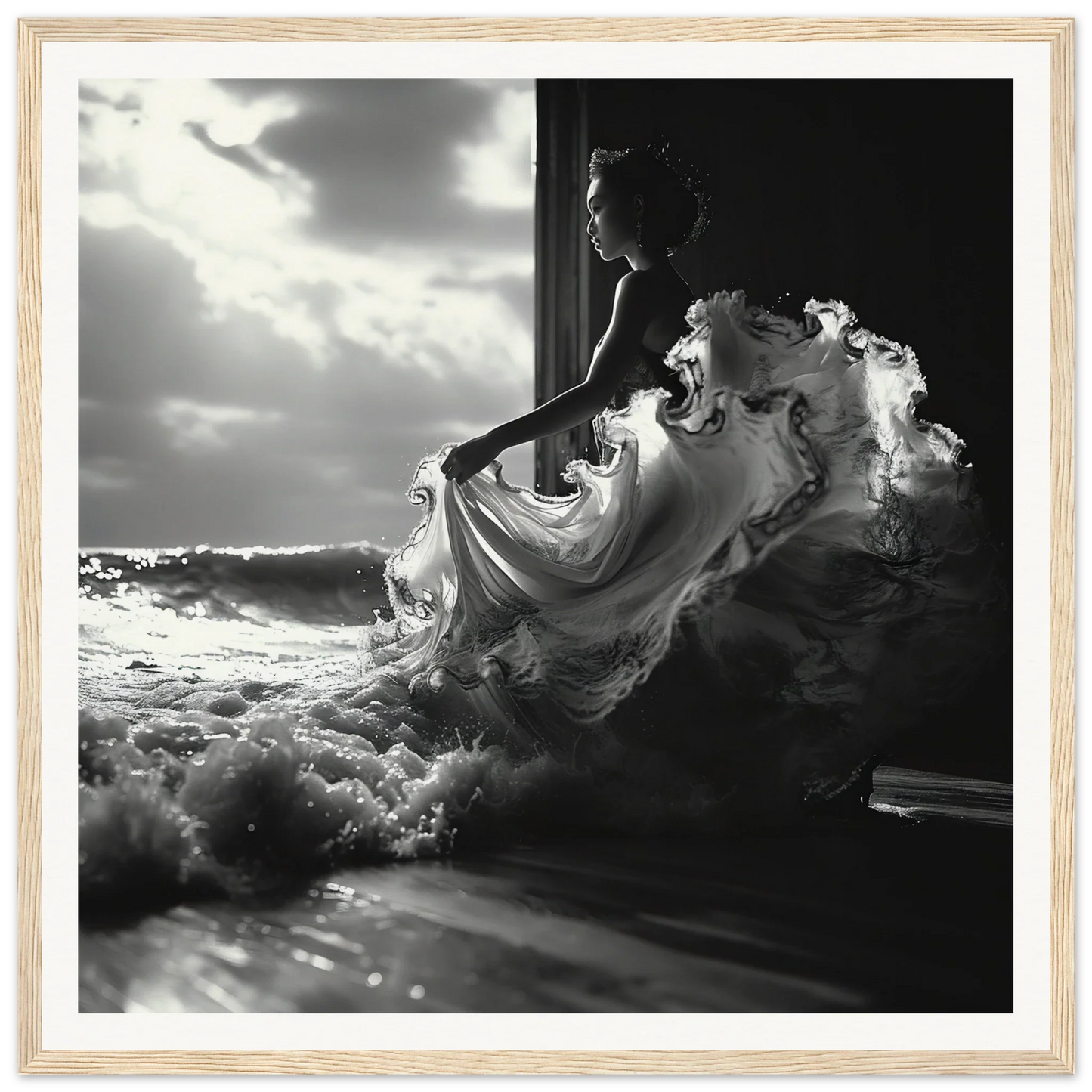 Flowing white fabric in silhouette for Seas Dream Salutations special edition art™