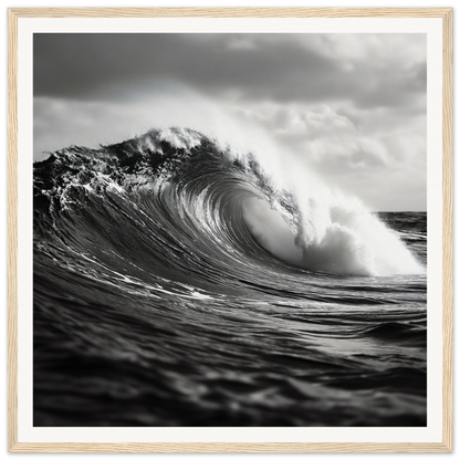 Powerful ocean wave curling in Sea’s Thunderous Elegy framed poster for special edition art™