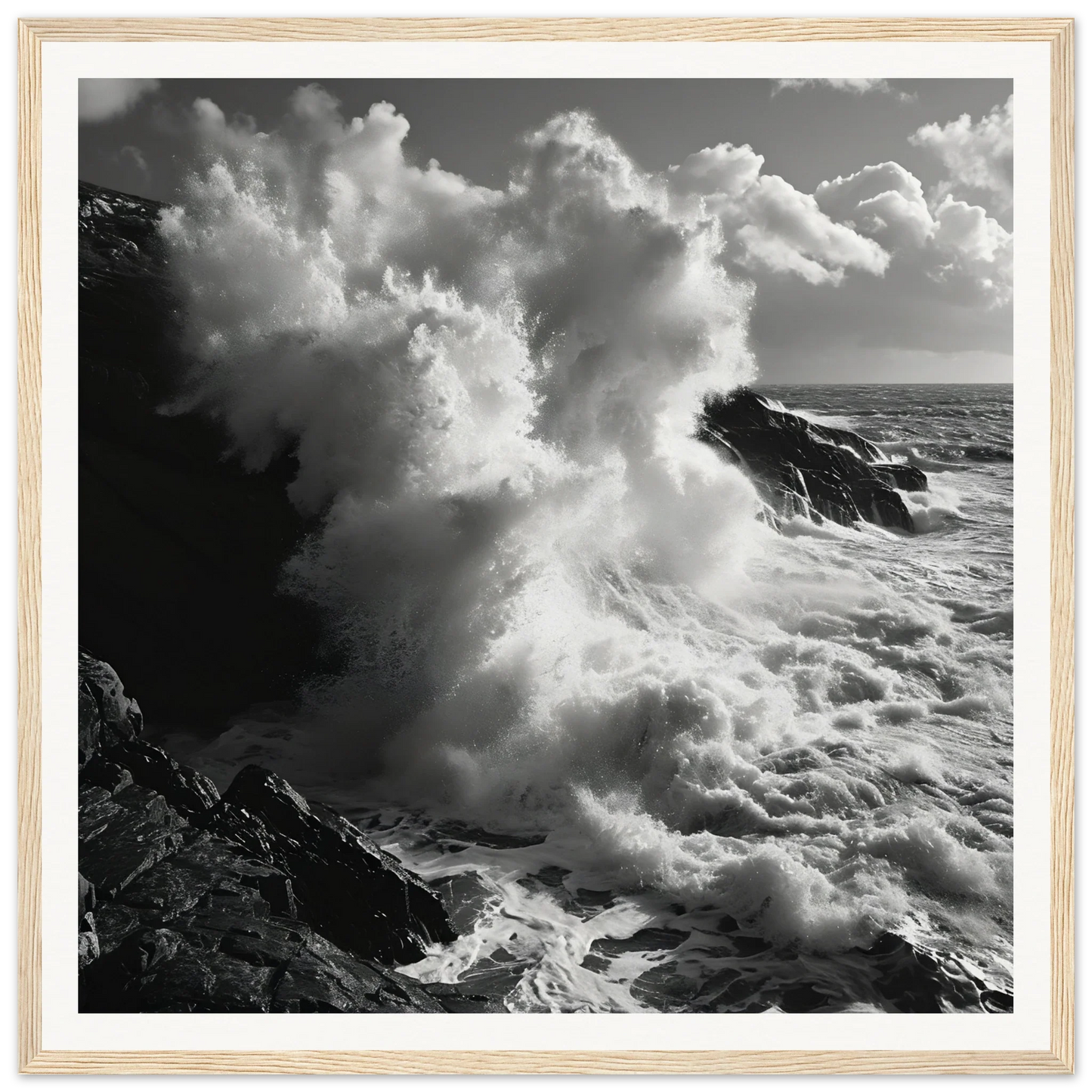 Powerful ocean wave crashes on cliffs in Tide’s Judgement Hour special edition art™