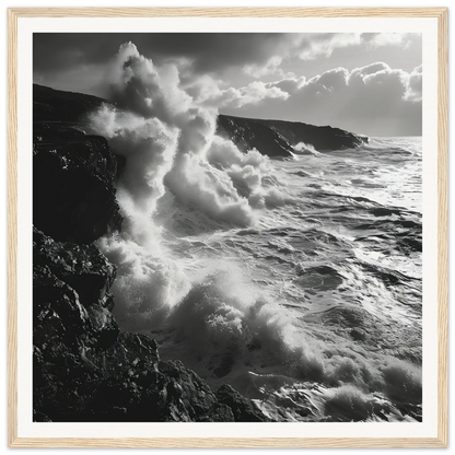 Powerful ocean waves crash against rocky cliffs in Tide’s Tumult Saga special edition art™