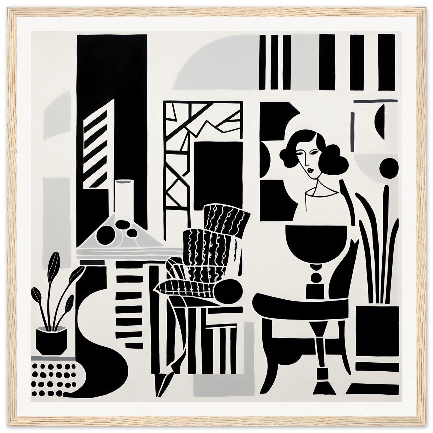 Black and white abstract art with geometric shapes in Urban Simba Masquerade special edition