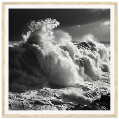 Powerful ocean wave crashing in black and white for Wave’s Celestial Rave special edition art™