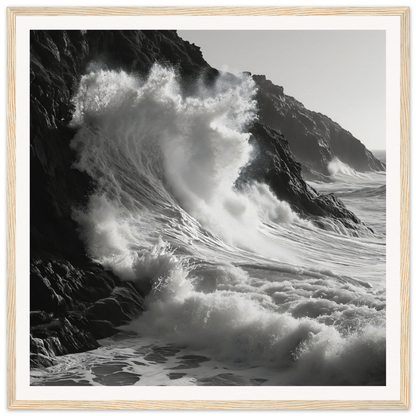 Ocean wave crashing on cliffs, featured in Whirlwind’s Whisper special edition art™