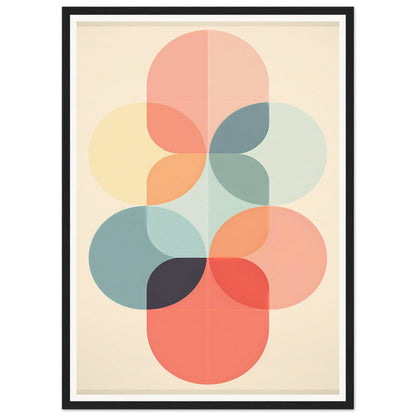 Abstract geometric artwork featuring overlapping circular shapes in soft pastel colors.