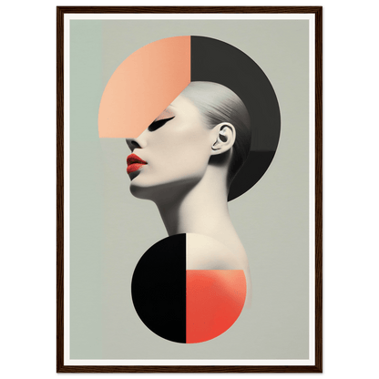 Stylized portrait of a person’s profile with geometric shapes and bold colors.