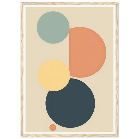 Abstract geometric artwork featuring overlapping circles in muted colors.