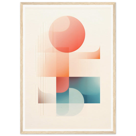 Abstract geometric composition featuring soft-colored shapes including circles and rectangles.