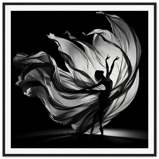 Silhouetted dancer in flowing fabric for Ethereal Dance Reverie special edition art™