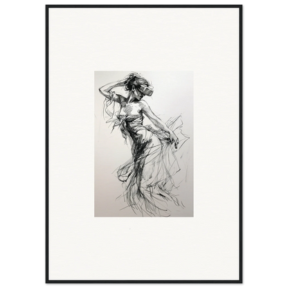 Expressive charcoal sketch of a dancer showcasing movement in Virtual Grace Sketch