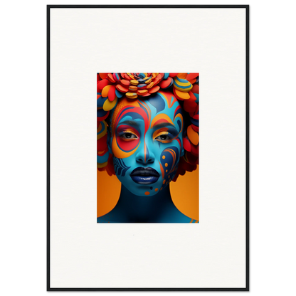 Vibrant portrait with colorful face paint and headdress for stunning wall art decor