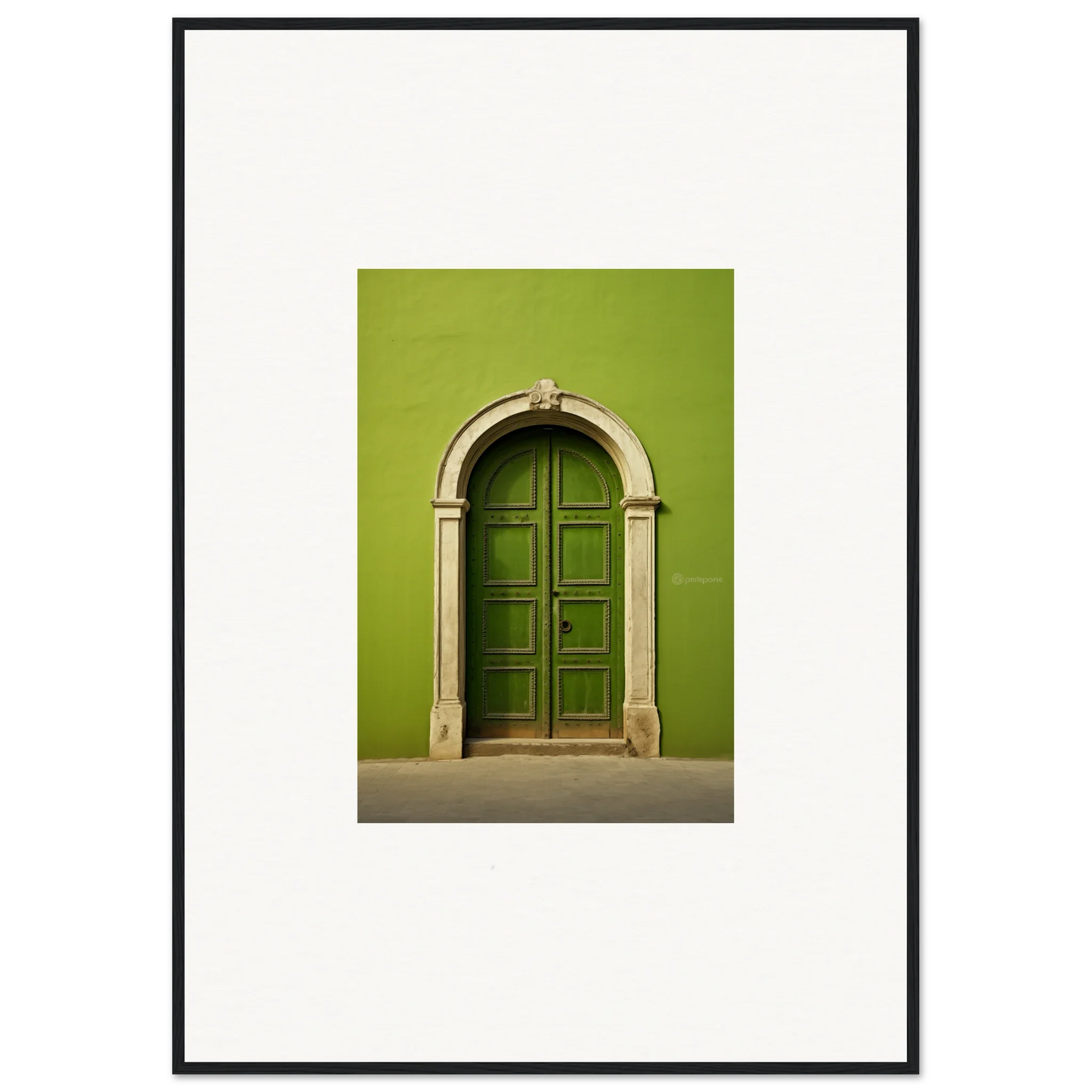 Arched green wooden door design in Vert Barcode Reverie special edition art™