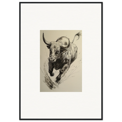 Charging bull in dramatic black and white for Ebullient Storm Release special edition art™