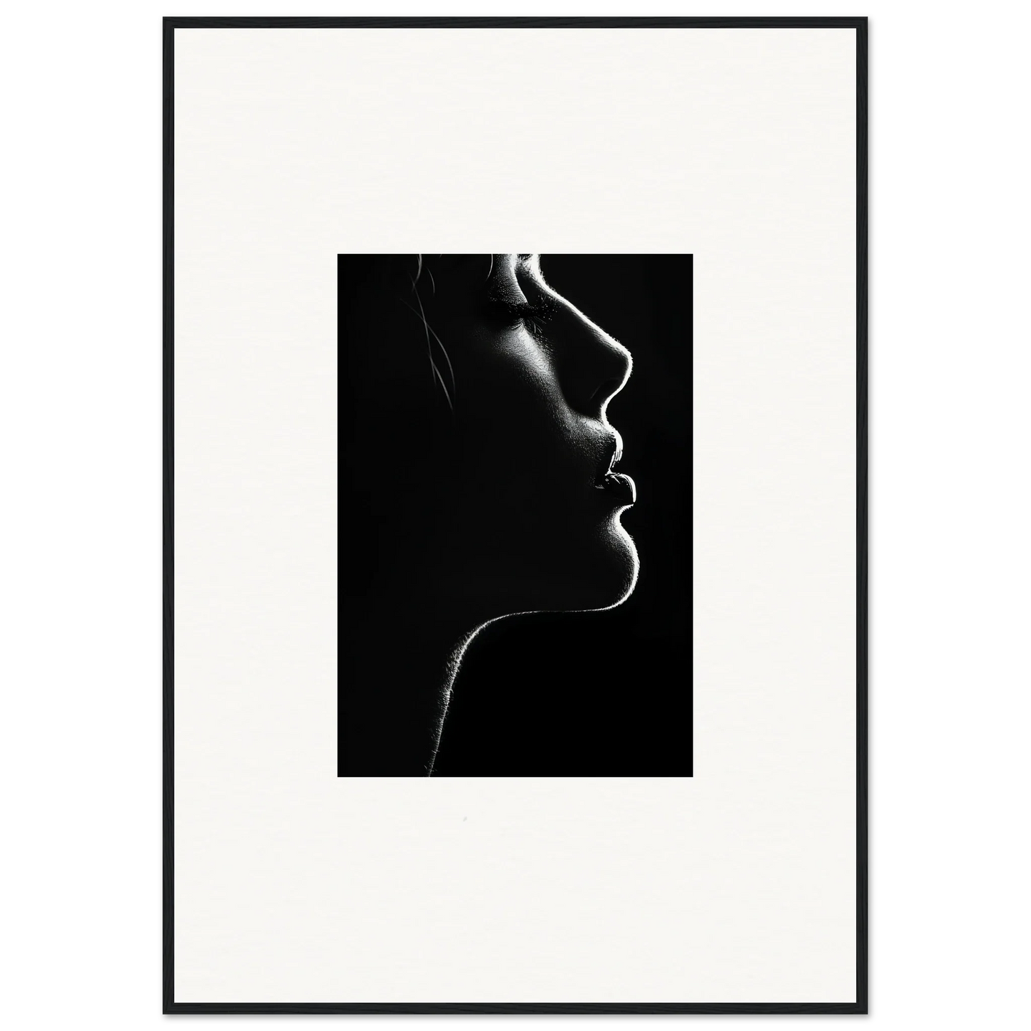 Dramatic black and white silhouette with rim lighting for Velvet Void Sensation art