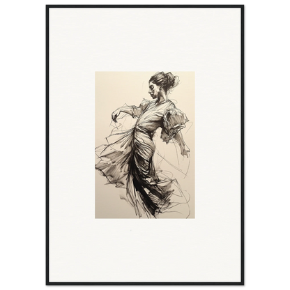 Elegant sketch of a woman in flowing dress, part of Whirling Midnight Form special edition art™