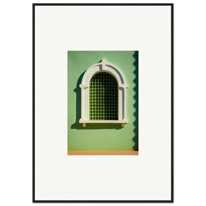 Arched Visible Equilibrium Window with white trim and green gridded bars for style