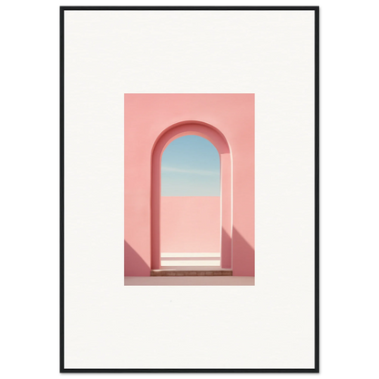 Pink arched doorway showcasing blue sky in Echo of Horizons framed posters