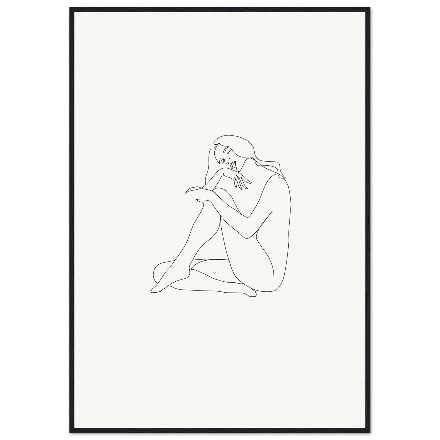 Minimalist line drawing of a nude figure for Mindful Dream Tangles framed wall art