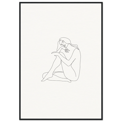 Minimalist line drawing of a nude figure for Mindful Dream Tangles framed wall art