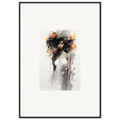 Artistic watercolor portrait with dark hair and white dress from Ethereal Echoes Blossoms