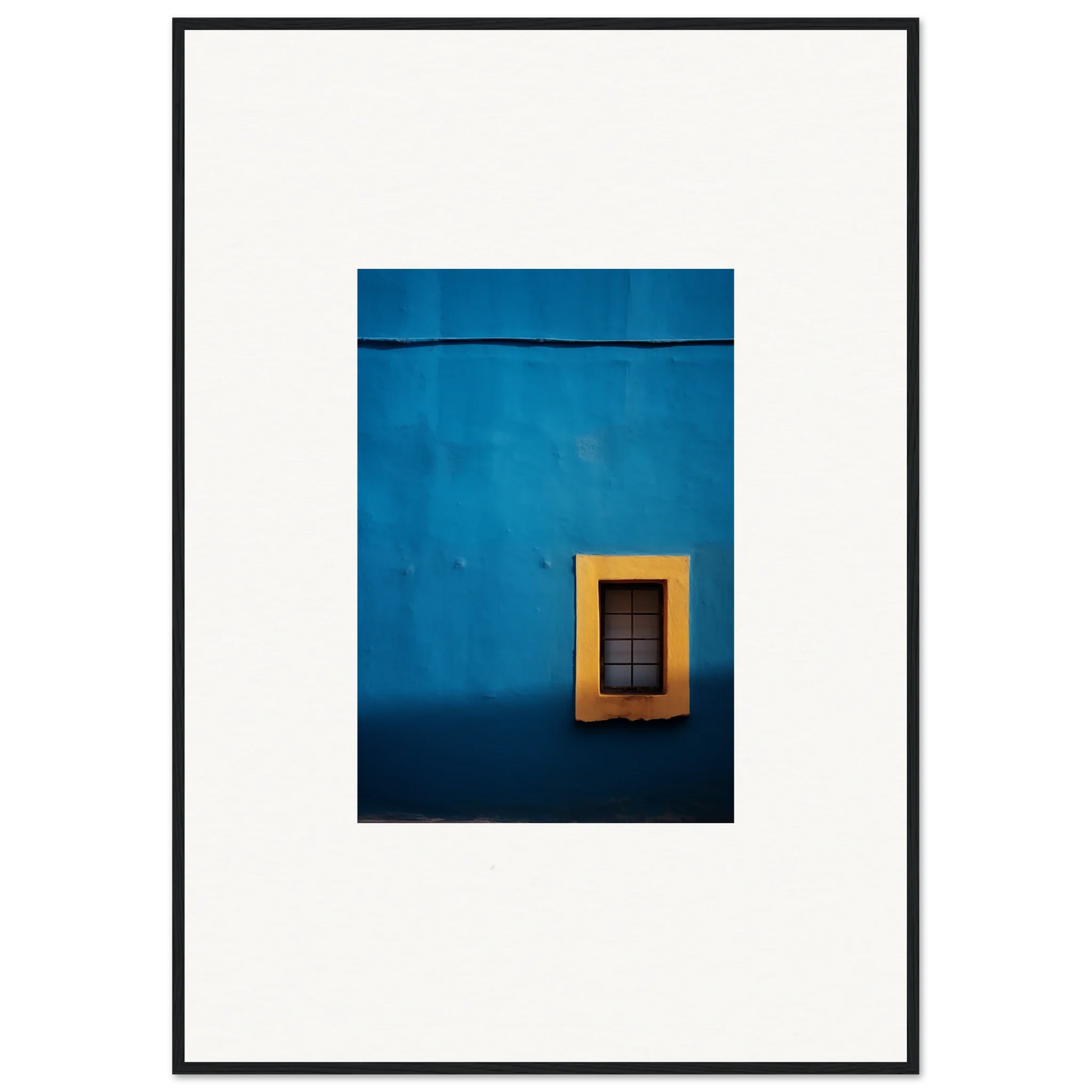 Yellow-framed window on a blue wall in Hypercolor Dreamscape Longitude design