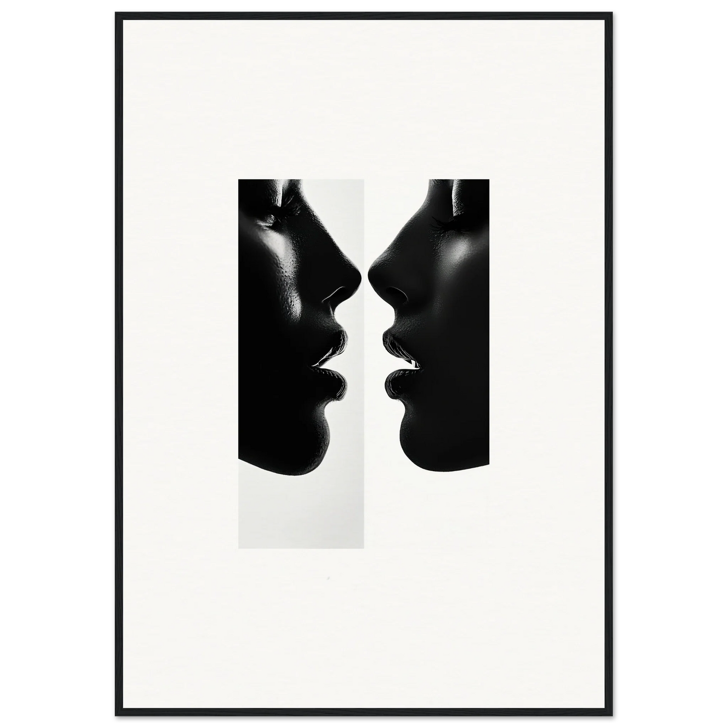 Two silhouetted profiles in black and white for Liminal Echoes framed posters