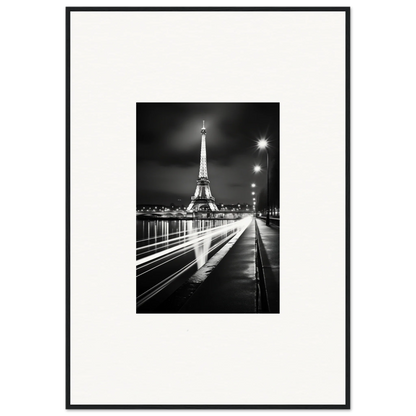 Black and white image of the Illuminated Eiffel Tower for a premium framed wall art