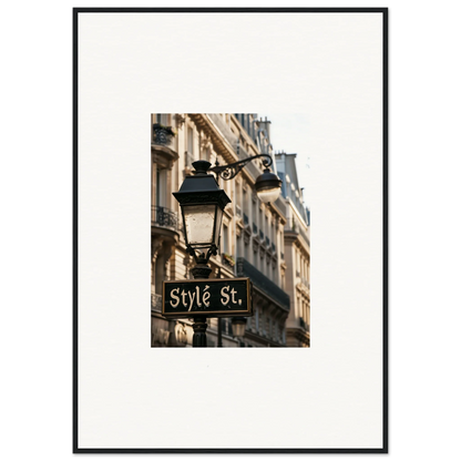 Street sign for Style St. under a stylish lamp post, perfect canvas print wall art