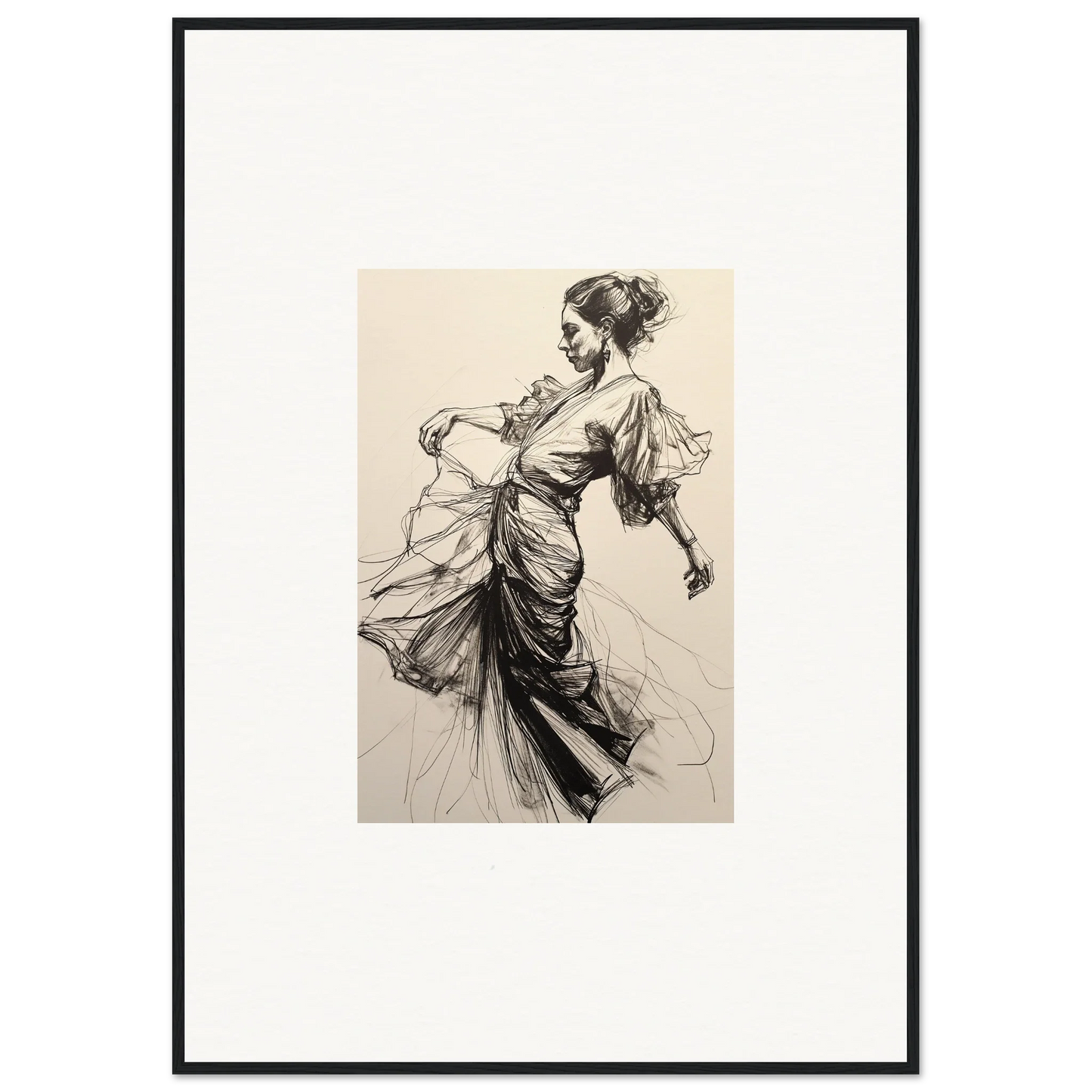 Elegant sketch of a woman in flowing dress from Midnight Dance Whispers special edition art™